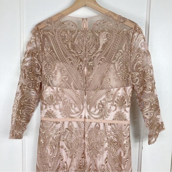 Marchesa Notte Metallic Filigree Embroidered Gown - Picture 3 of 13